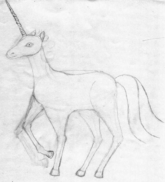 Young Unicorn - rough pencil sketch