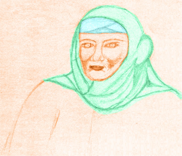 Kindness Wears Many Faces - pencil sketch of an Arabic woman