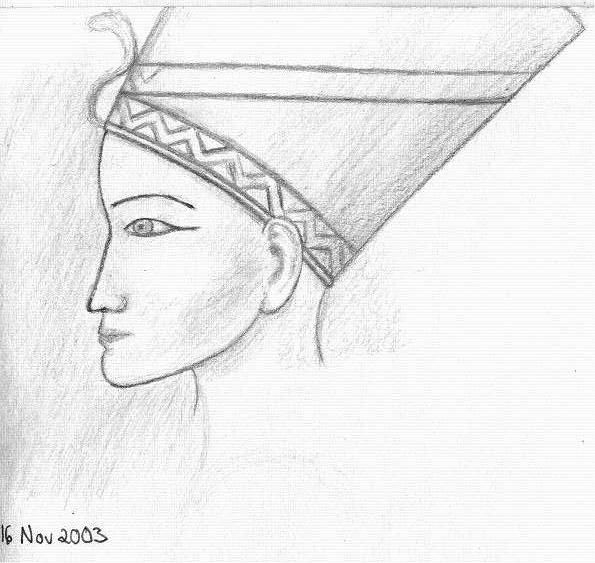 The Beautiful Woman Has Come - Nefertiti I - pencil sketch