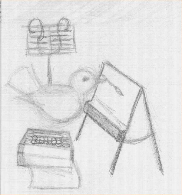 Creative Canary - a tribute to chemically-sensitive artists (pencil sketch)