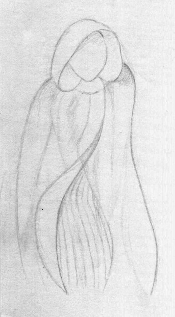 Cloaked Woman I (pencil sketch)