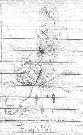Tommy's Fall (rough pencil thumbnail sketch - darker)