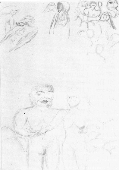 Cupid:  rough sketches (pencil)
