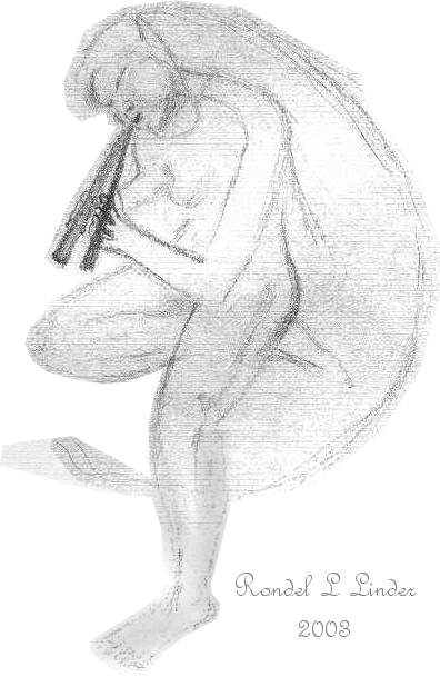 Piping Moon Goddess (pencil sketch)